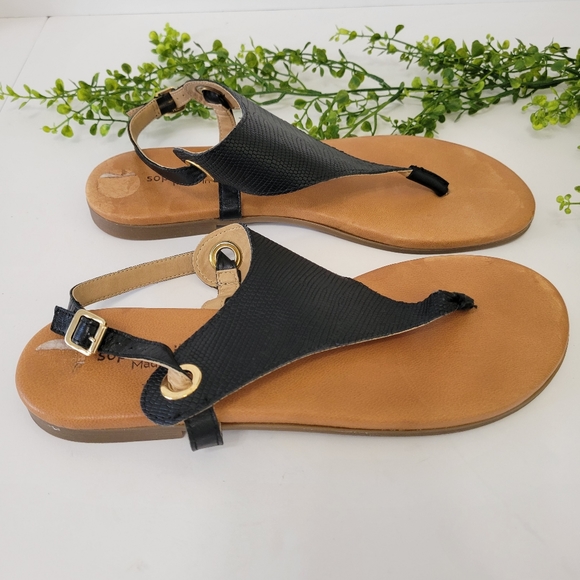 Sofia Milano black leather thong sandals women's size 9 - Picture 3 of 10